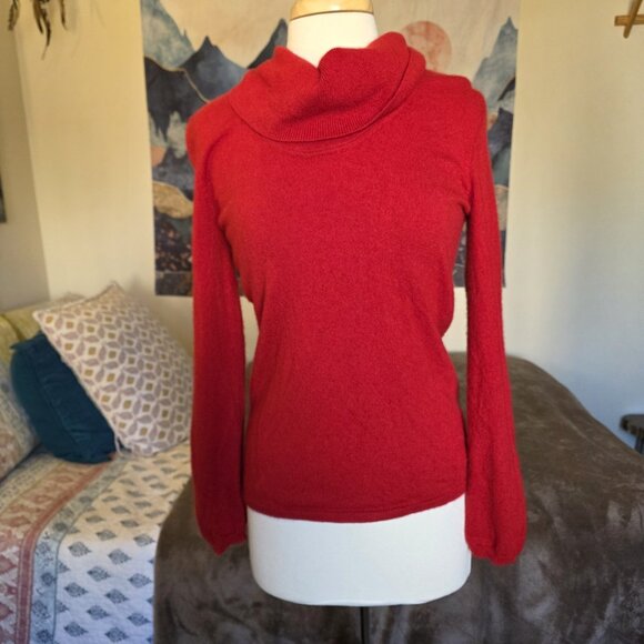 Charter Club 2-Ply 100% Cashmere Cowl Neck Red Sweater Size Medium Long Sleeve - Picture 8 of 14